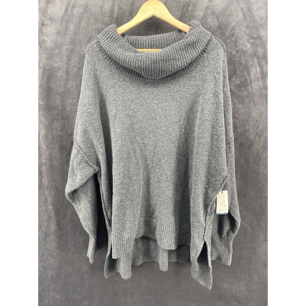 Terra &‎ Sky Women's 3X Gray Cowl Neck Sweater NWT Plus Size 24W-26W